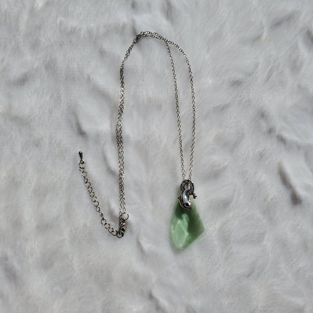 Peridot Dolphin Pendant Birthstone Necklace